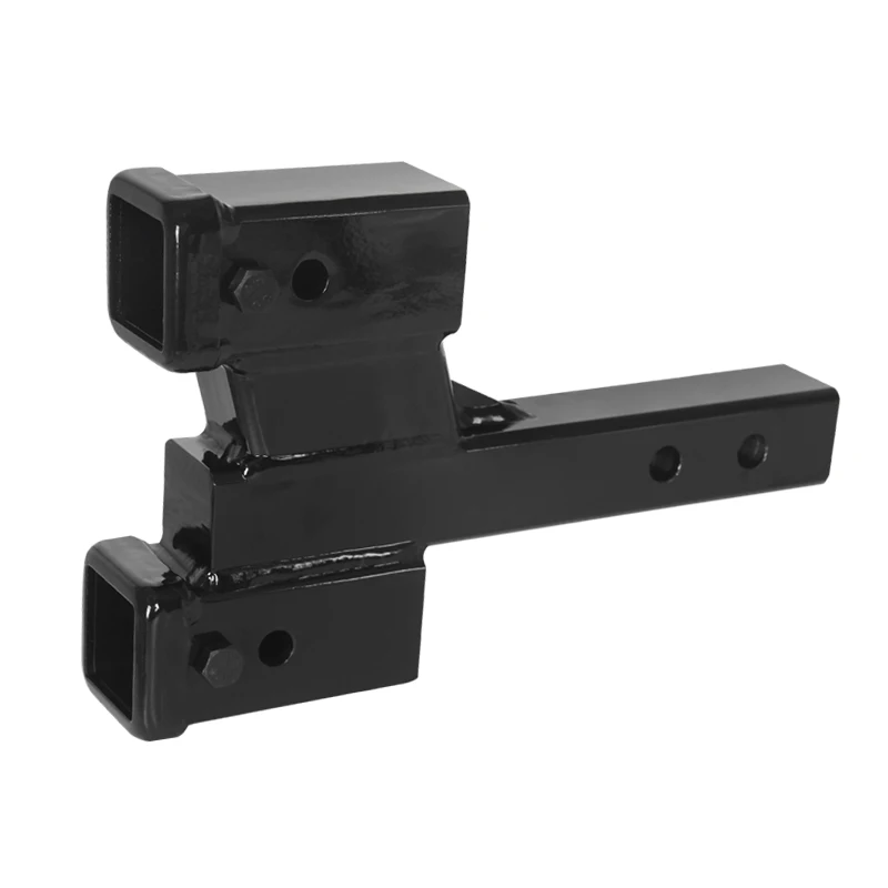 Solid tube double receiver head square mouth tube modified trailer thickened off-road joint seat hard pull hook metal rogue arm