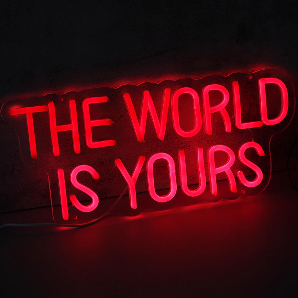 The World Is Yours Personalized LED Neon Lights Sign Bedroom Party Birthday Favors Room Christmas Bar Lamps Wall Decor