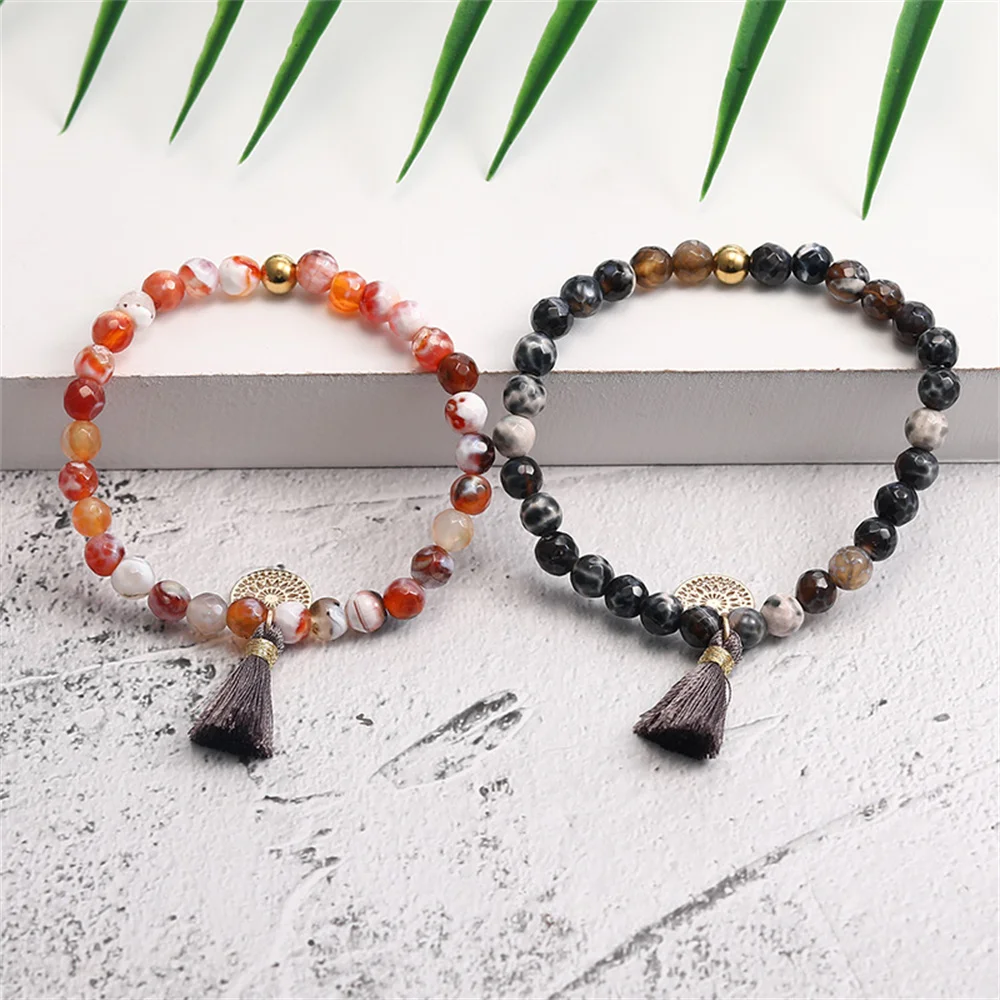 Diy Natural Agate Designer Jewelry Fashion Tassels Charm Handmade Stainless Steel Bracelets Women Christmas Gift Wholesale Items