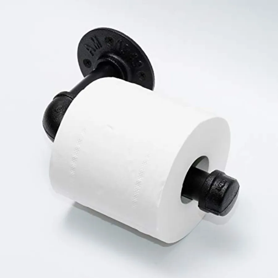 Industrial Pipe Toilet Paper Holder, DIY Vintage Rustic Paper Holder Towel Racks Heavy Duty Pipe Roll Tissue Holder with Mounti - view 4