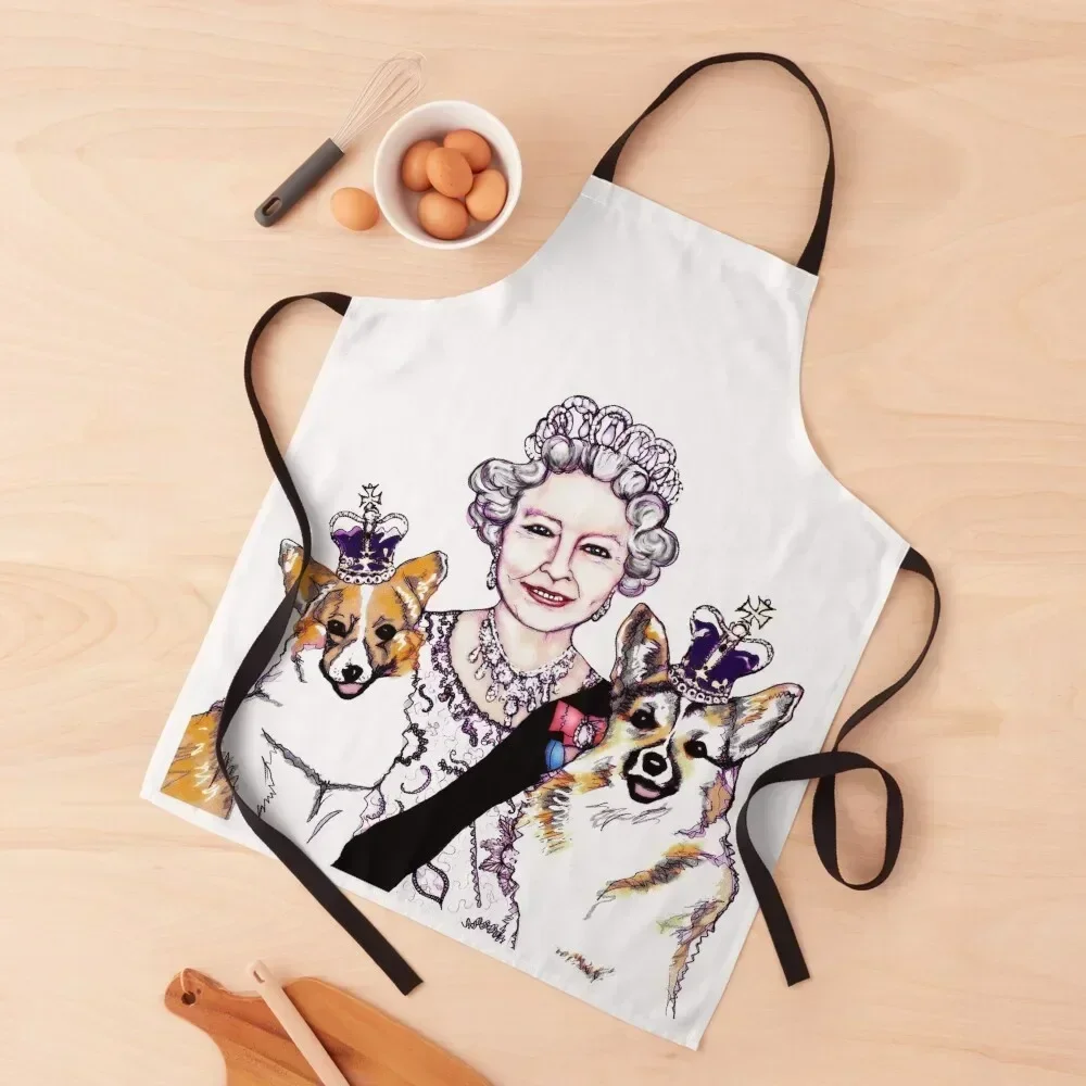 

Queen and Corgis Apron Woman Kitchens for women with pocket All For Kitchen And Home Christmas gift Apron
