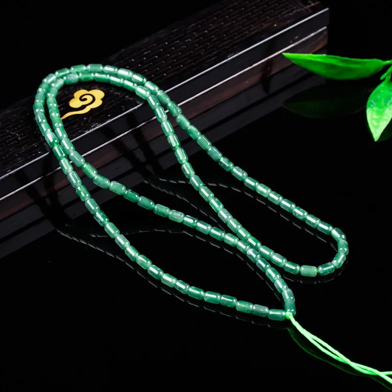 Real Natural Emerald Full Color Blue Bucket Beads Necklace Bracelet Carved Charm Jadeite Jewelry Fashion Amulet Gifts Men Women