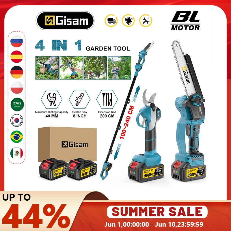 Gami 4 en 1 pôle télescopique sans brosse tronçonneuse électrique ciseaux à branches hautes outil électrique de jardinage pour makita broches de batterie 18v