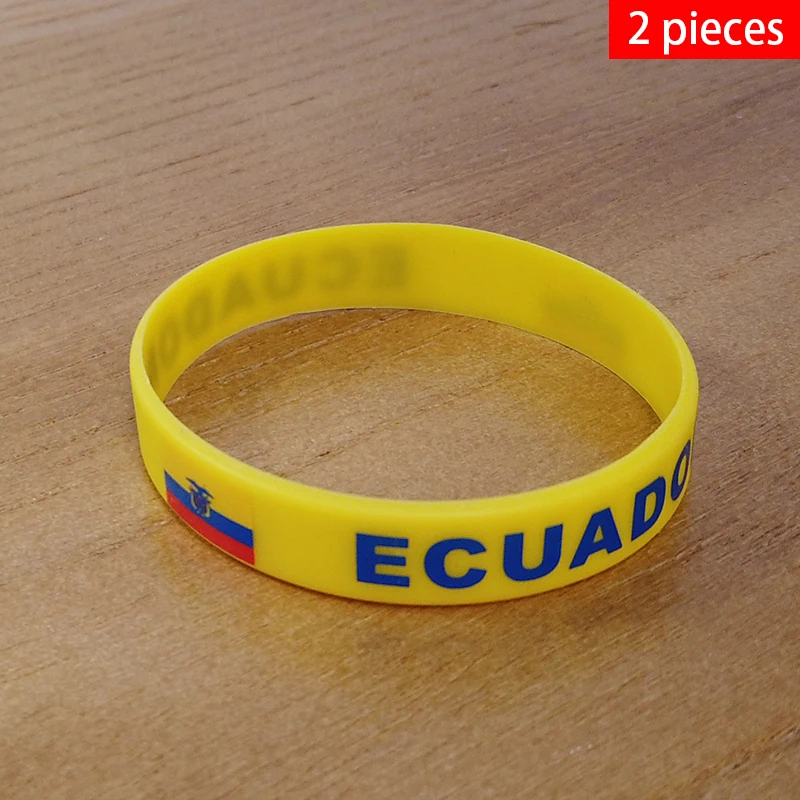 2pcs Ecuador National Flag Wristbands Sports Silicone Bracelet Men Women Rubber Band Patriotic Commemorative Fashion Accessory