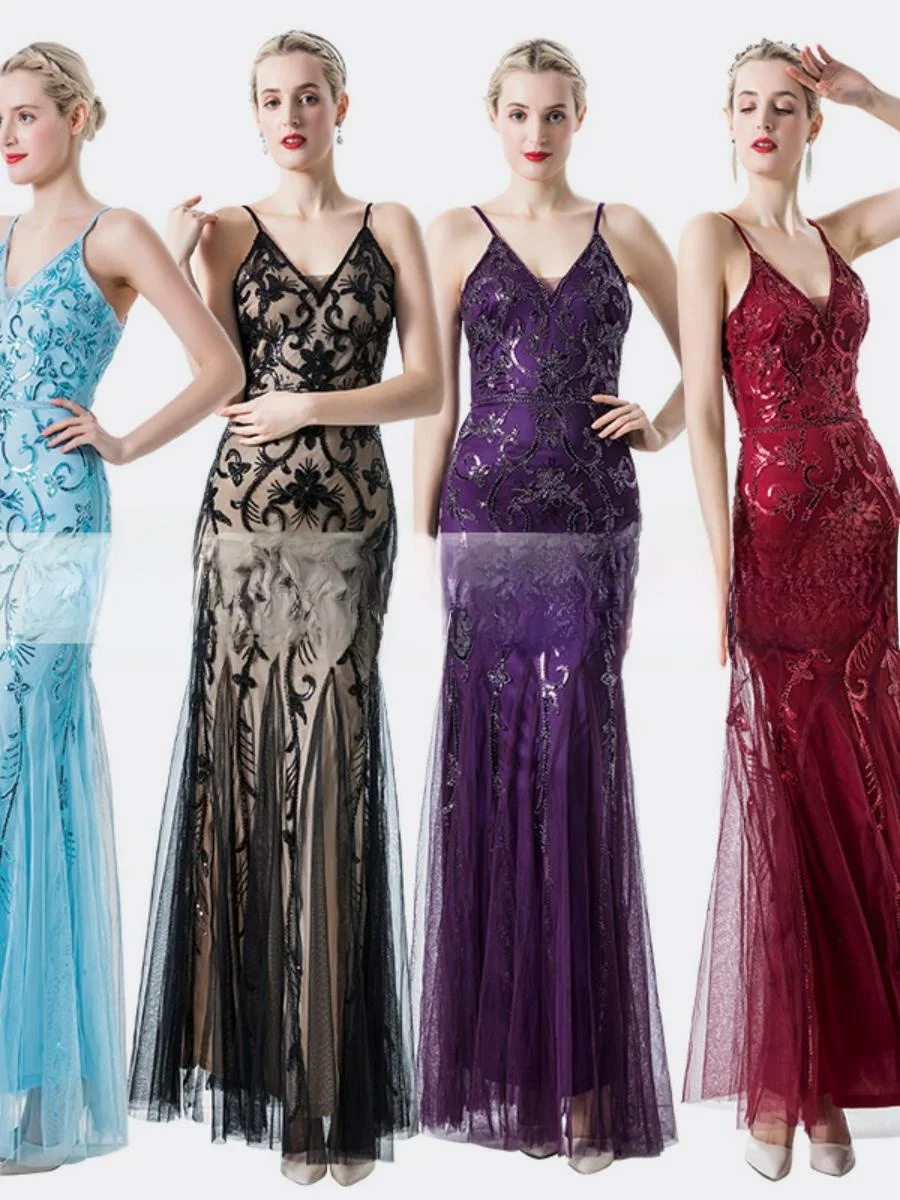 

Sexy Sequin Dr Strapl Evening Gown Wedding Dr New Ele Women's Faionable Polyester Material Spring Season