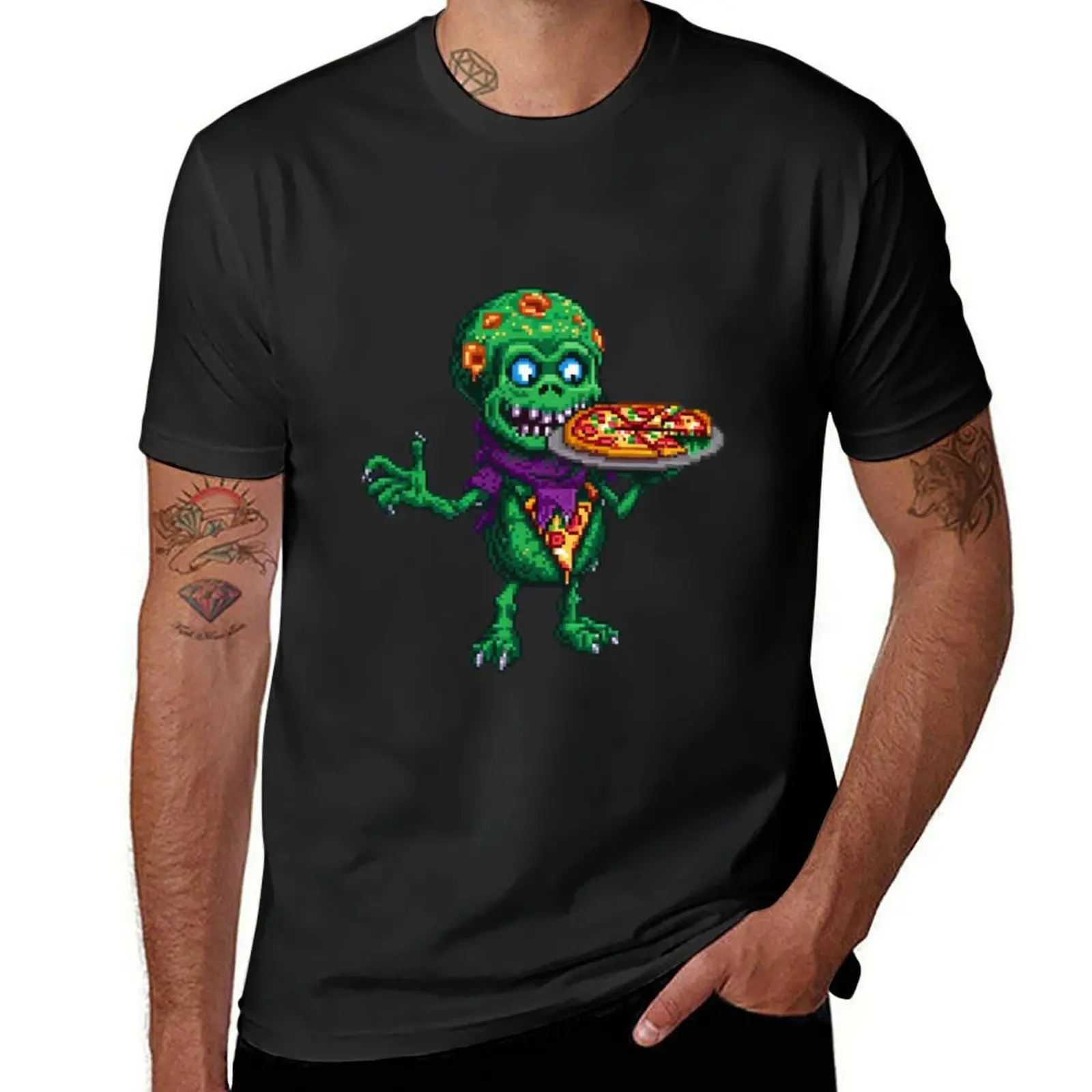 Undead Alien Pizza Eater T-Shirt quick drying kawaii clothes oversized t shirts for men