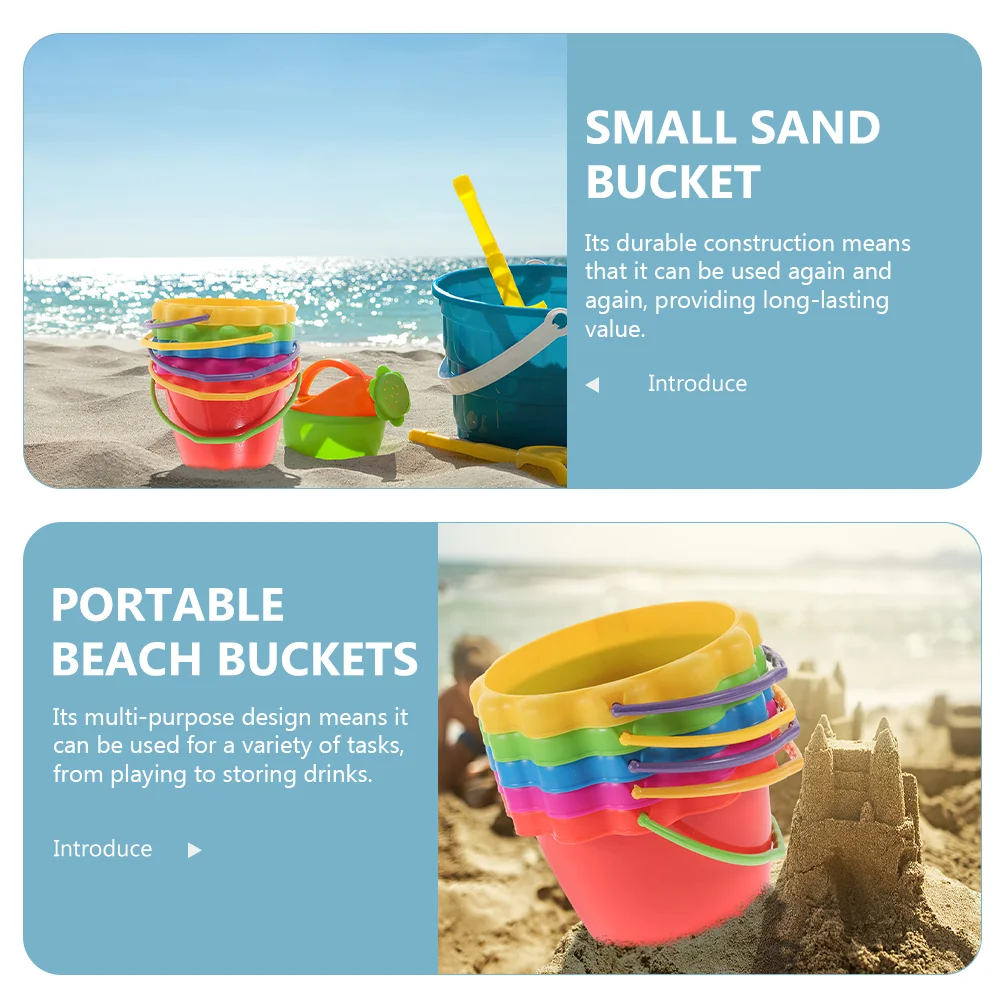 6 Pcs Beach Toy Bucket Water Play Sand Tool Portable Buckets Brining Small Ice Playing with Baby