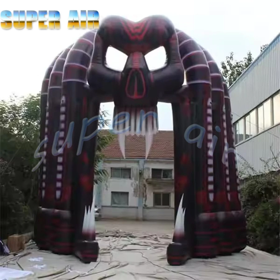 Arco de esqueleto inflable personalizado para decoración de Halloween, juguete de aire para exteriores con soplador de aire para celebración