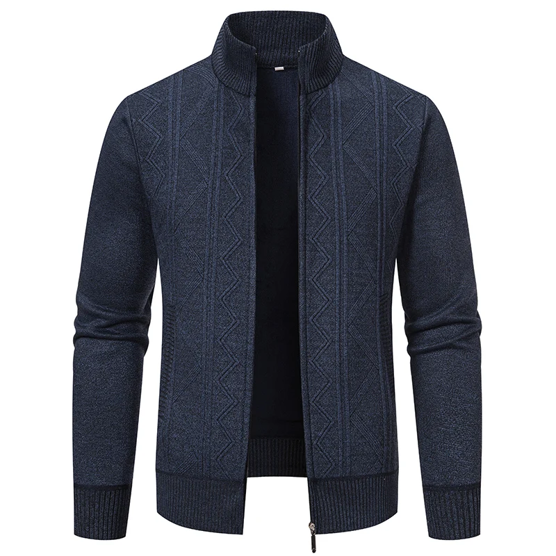 

High-quality men's fashionable, cool, versatile, trendy business casual, fleece and thickened cardigan, knitted sweater, men's j