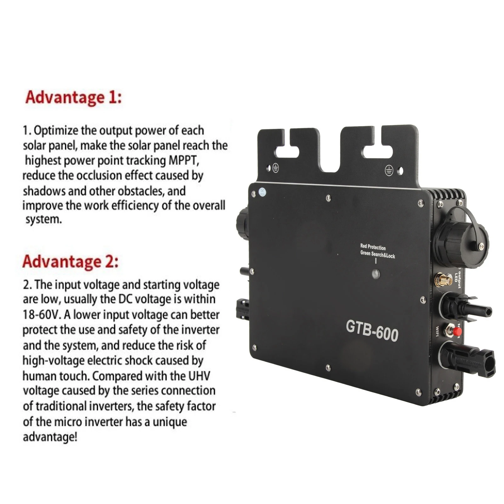 Grid Tie Inverter  Inverter Solar Power Grid Tie 600W WIFI Control Automatic Identification AC120 Solar Grid  Inverter