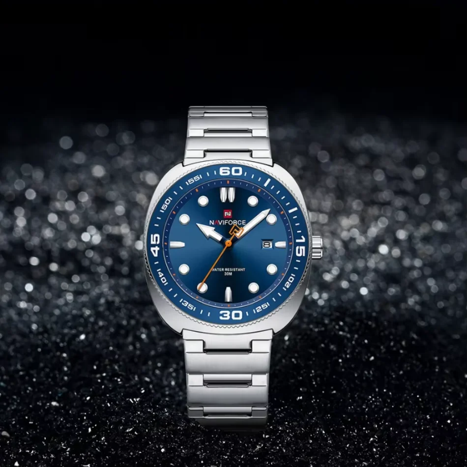 Marca NAVIFORCE, relojes deportivos a la moda para hombre, correa de acero inoxidable de lujo, reloj de pulsera de cuarzo resistente al agua hasta 30M con indicador de fecha para hombre, nuevo