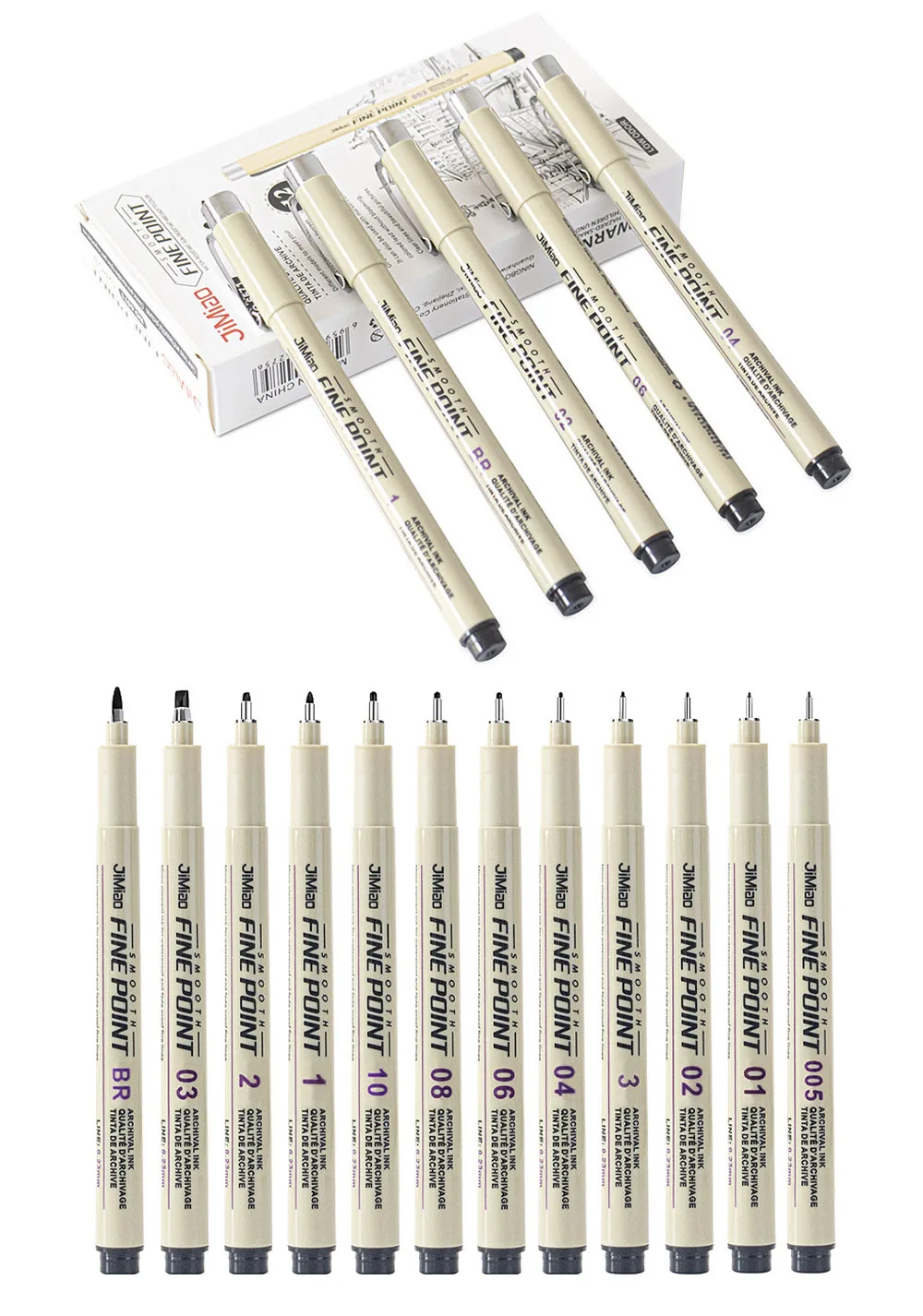6/9/12 Stück ​ ​ s Technischer Stift, schwarzes Micro-Line Fineliner-Stift-Set für Punktzeichnungen, Skizzen, Strichzeichnungen ​ ​ Künstler illustriert Manga – Detail 7