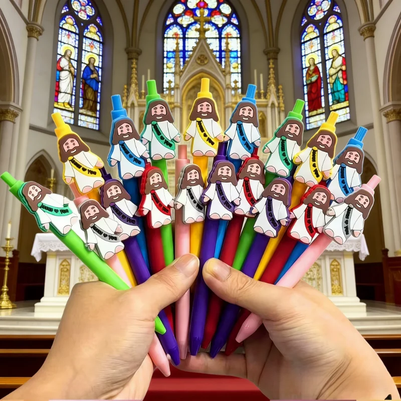 

6/12/18pcs Jesus themed pens, unique patterns, suitable for party gifts, colleagues, team members, office stationery