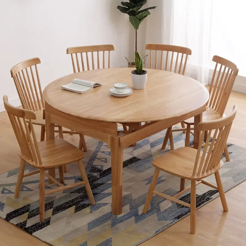 Q all solid wood dining table and chair combination modern simple lifting dining table