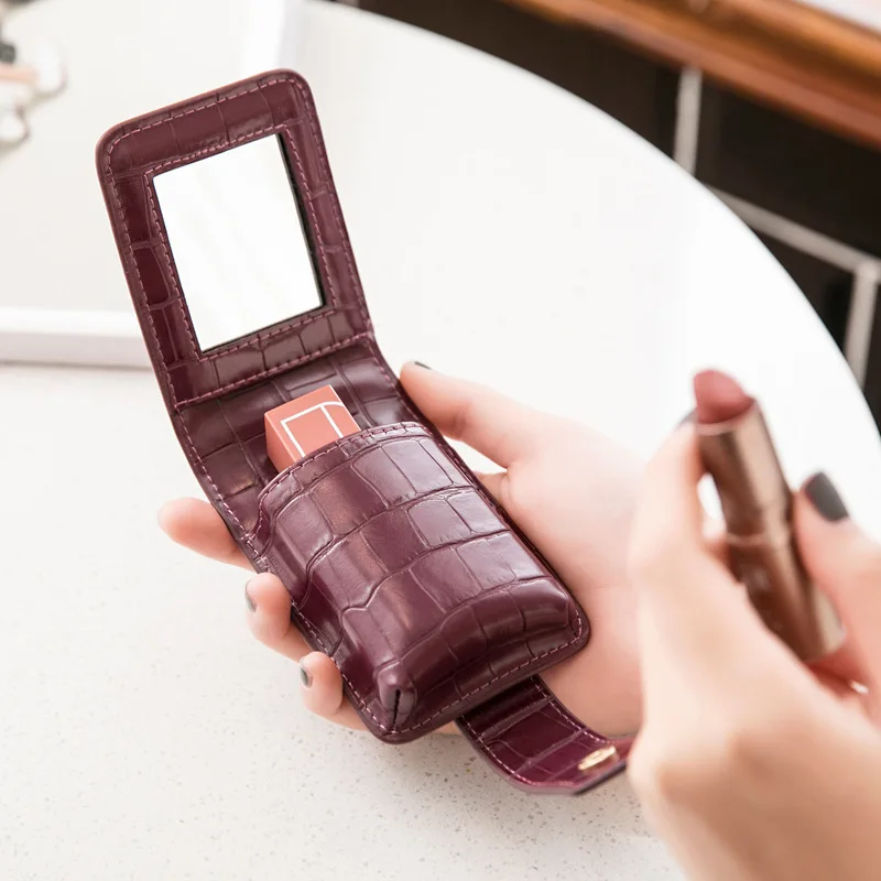 

Fashion Portable Lady's Makeup Bag with Mirror Creative Lipstick & Makeup Organizer Mini Pouch