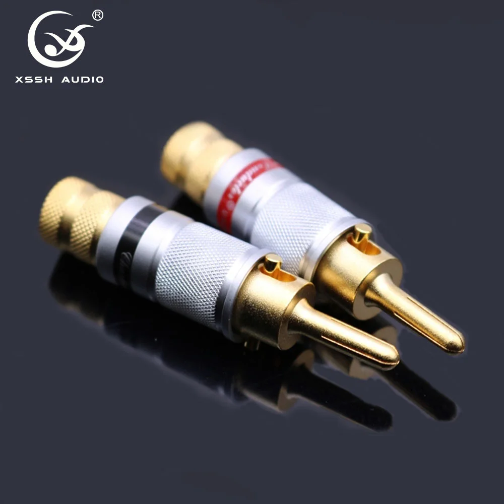 8pcs Speaker Plug YIVO XSSH Audio Video OEM ODM DIY HIFI Pure Copper Plating Gold 9mm Male Plug Connector Jack for Banana Cable