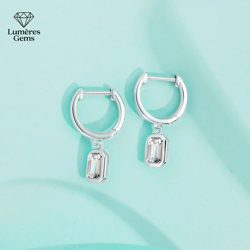 LumièRe Gems Platinum PT950 Morganite Earrings - Women'S Luxury Lightweight Rectangular Design For Daily Commuting Wear