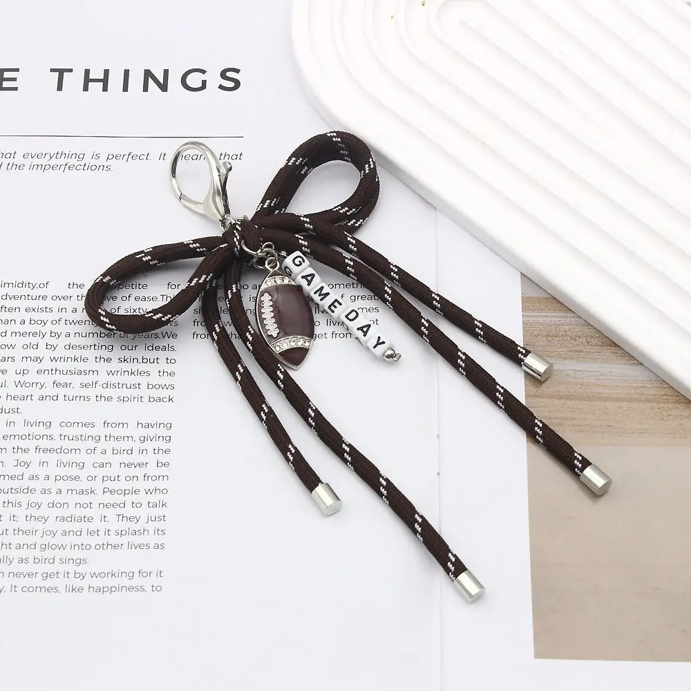 Premium Baseball Rugby Soccer Bag Charm Volleyball Nylon Rope Purse Charm Alloy Sports Theme Keychain Pendant Backpack Accent view 4