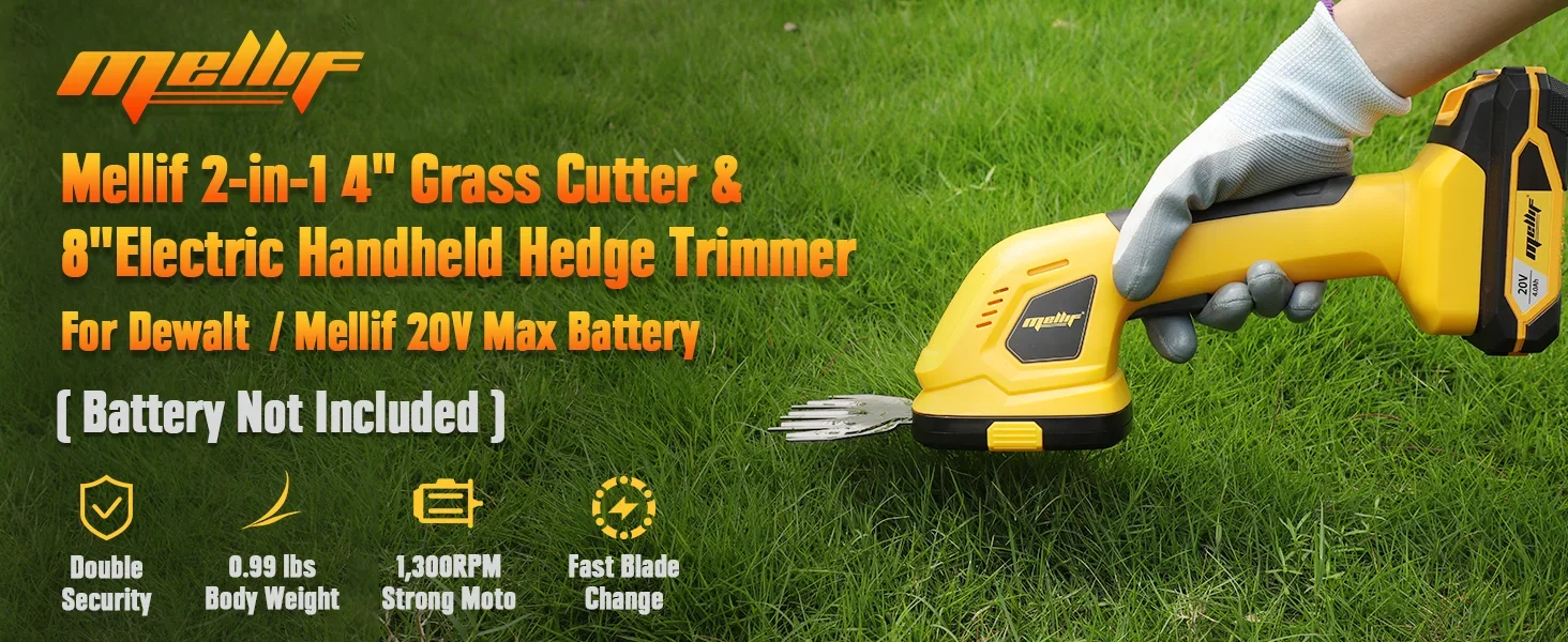 Mellif 2-in-1 Cordless Grass Shear & Shrubbery Trimmer for dewal 20V MAX battery - 4