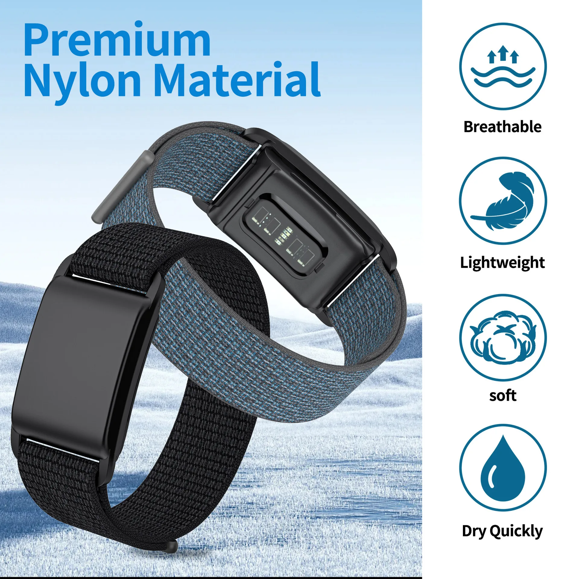 Breathable Nylon Bands+PC Case Sports Replacement Strap Compatible for WHOOP 4.0 and WHOOP 3.0 Heart Rate Sensor