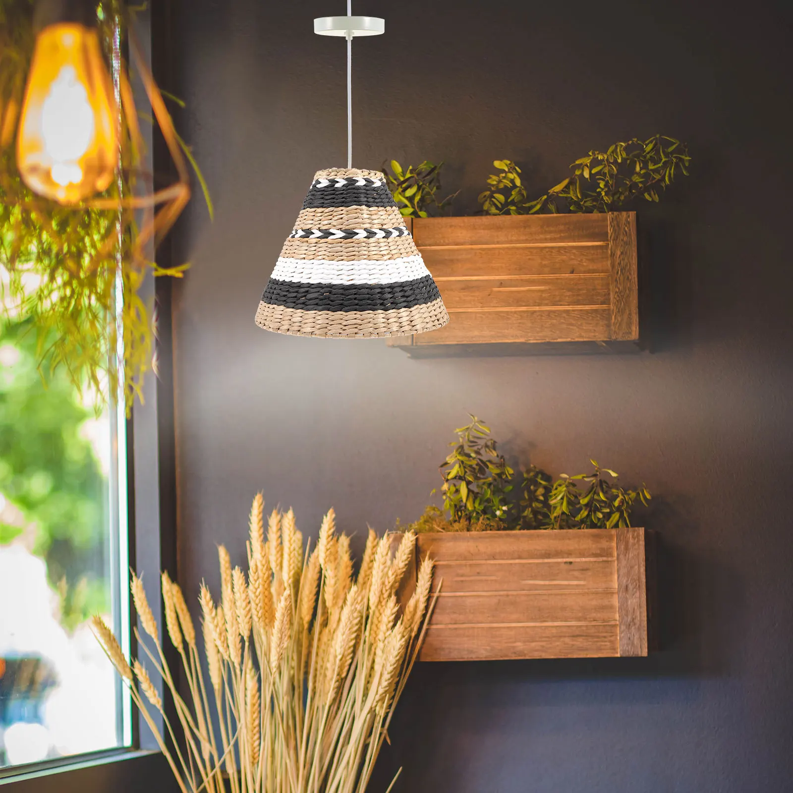 

Маленький абажур в винтажном стиле, бумажная веревка, металлический E27 E14, крышка для внутреннего потолочного светильника, замена абажура для настольной лампы