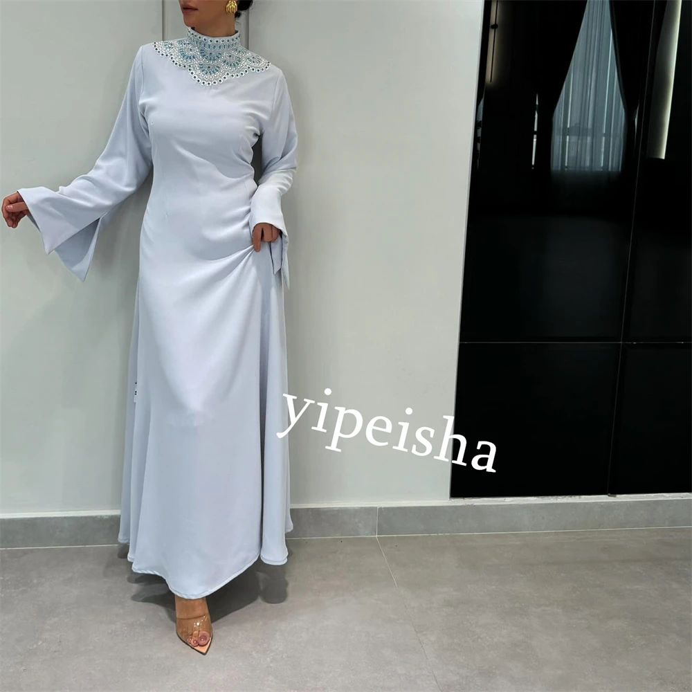 Customized Jiayigong  Jersey Pattern Christmas A-line High Collar Bespoke Occasion Gown Midi Dresses Saudi Arabia