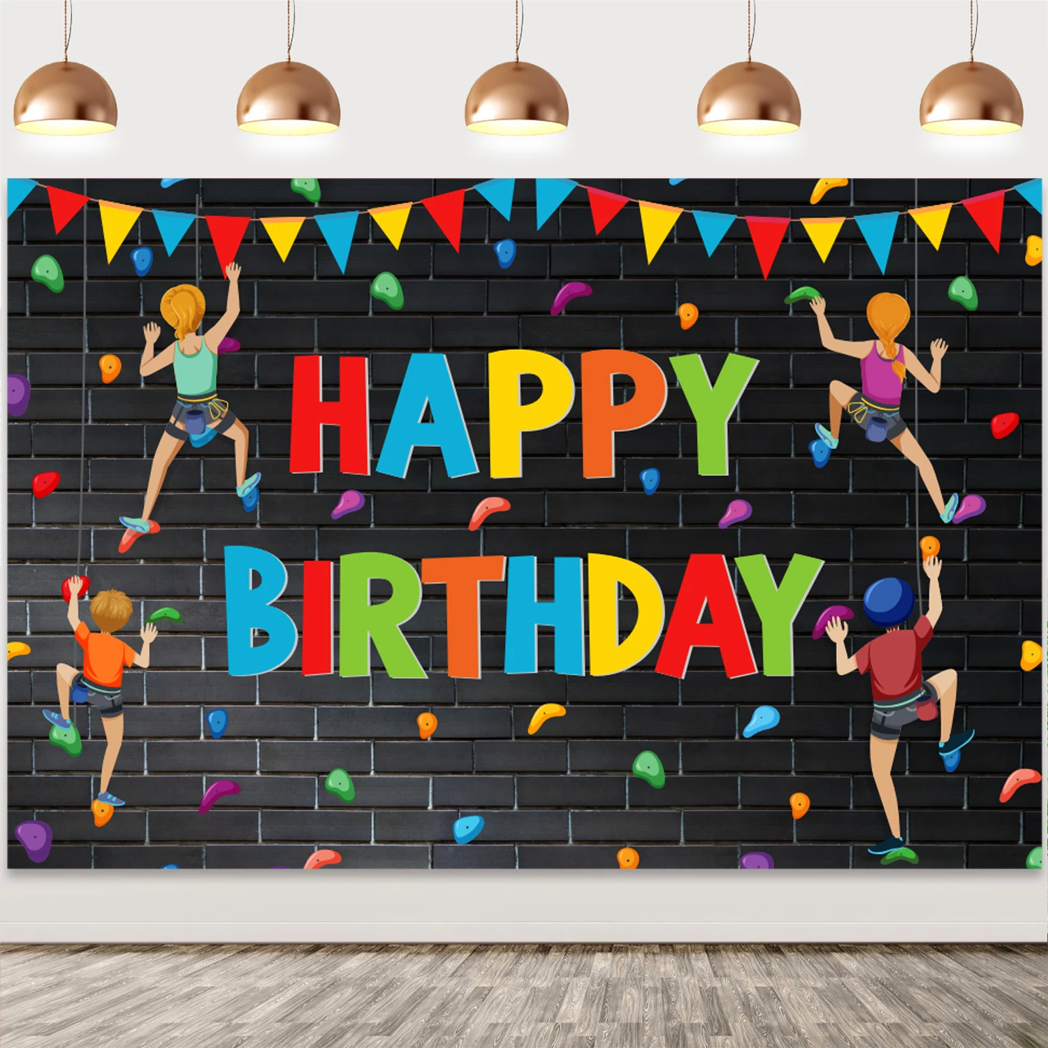 

Rock Climbing Birthday Party Decor Boys Climbing Theme Colorful Happy Birthday Backdrop for Rock Climbing Kids Birthday Supplies