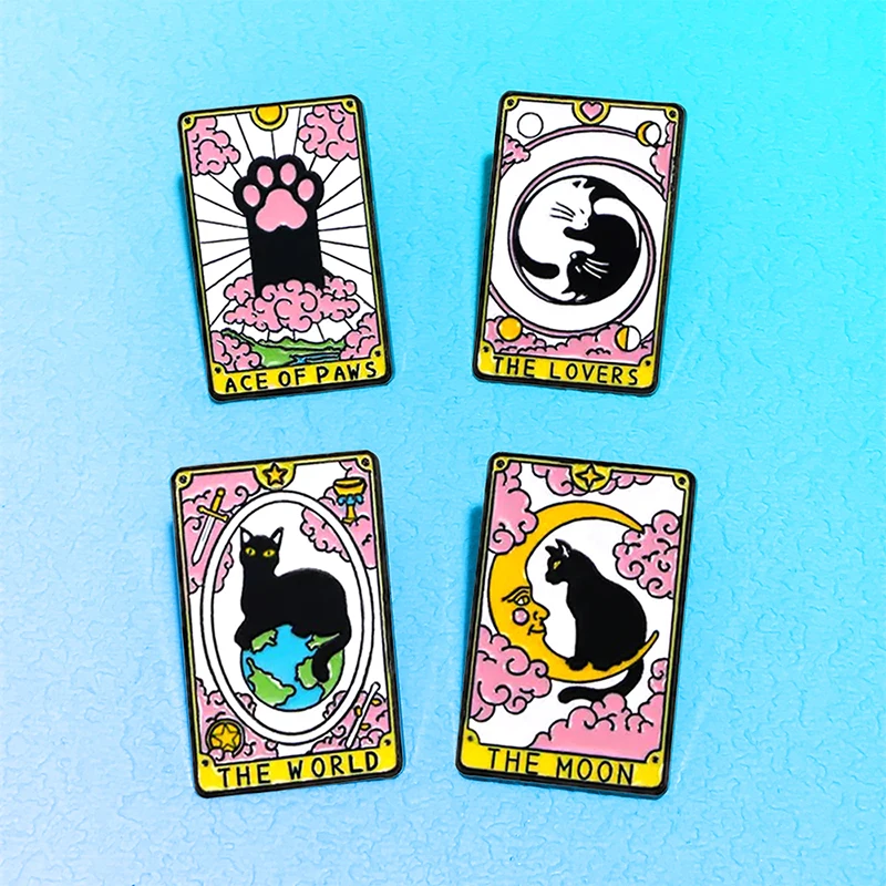 AniPins Funny Cat Pins Badge 4-design Metal Enamel About Pet Love World Brooch Pin For Women Men Clothes Backpack Friends Gifts