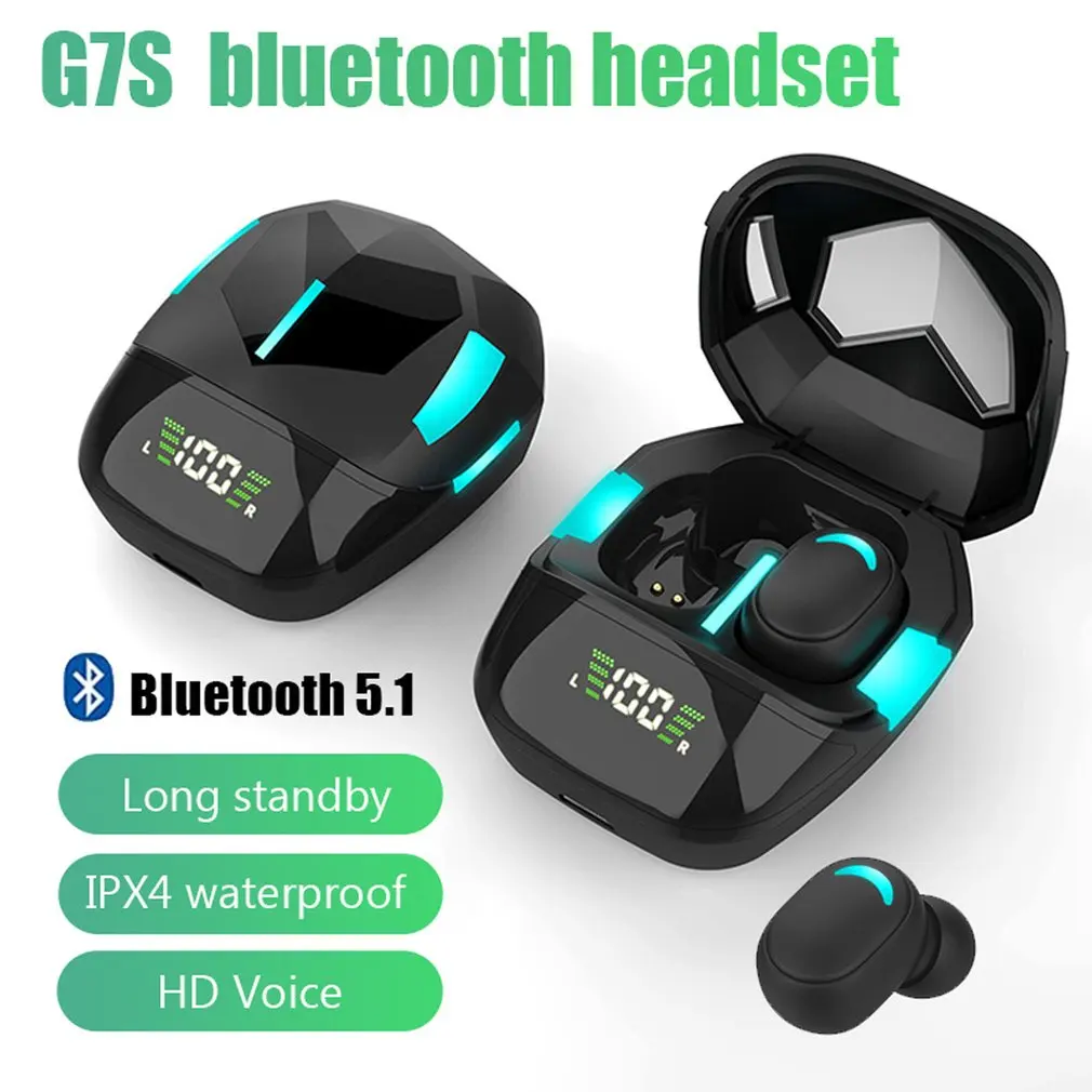 2022 NEW G7S Wireless V5.1 Earphone Game TWS Real Headset Radio Competition Low Delay In-ear Stereo Driver Headphones Earbuds