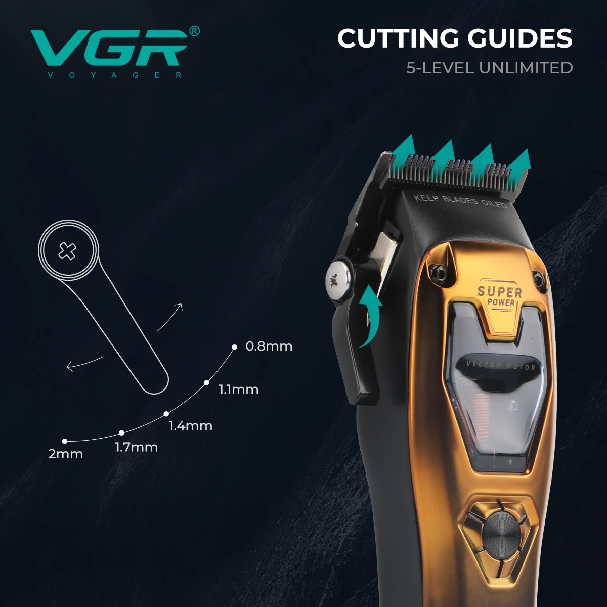 VGR Hair Clipper Professional Hair Cutting Machine Cordless Vector Motor 11000 RPM Trimmer Rechargeable Clipper for Men V-668