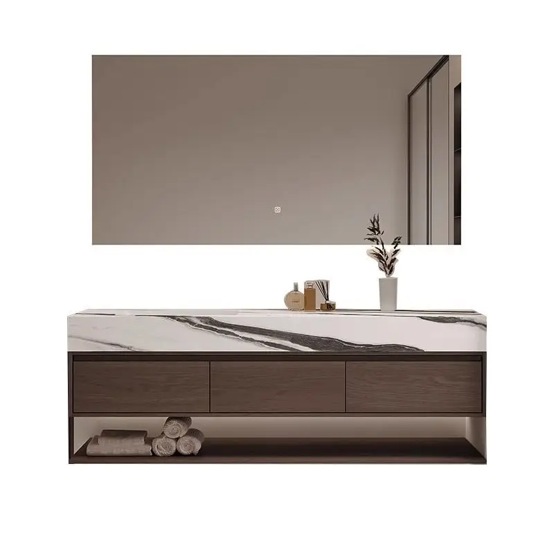 

Italian style, bathroom cabinet, light luxury, modern, rock slab, ceramic, integrated basin.