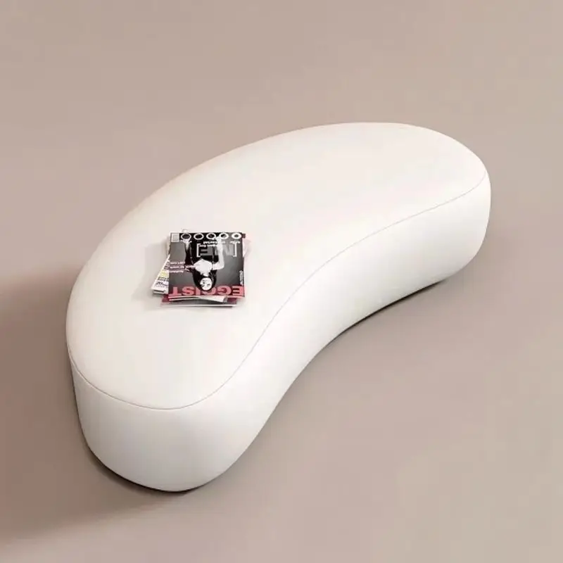 

Modern Italian Minimalist Half-Circle Leather Bench, Versatile Shoe/Dining Stool for Bedroom Entryway & Small Homes