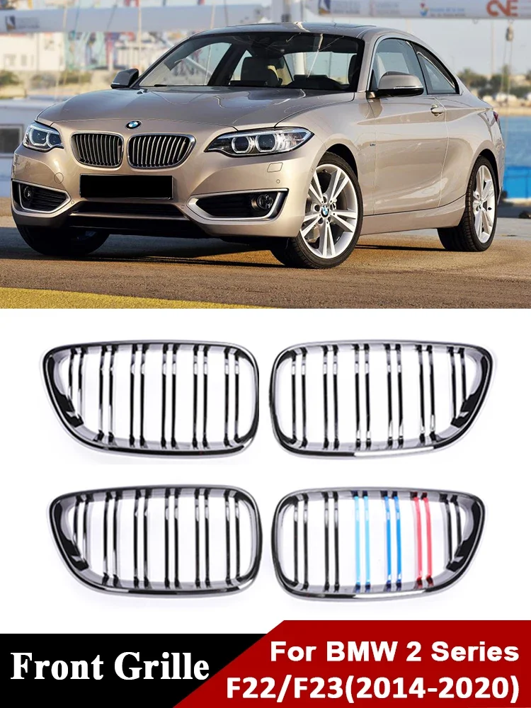 Front Bumper Kidney Gloss Black Grill Cover Radiator Carbon Grille For BMW 2 Series F22 F23 2014-2020 225i 218i 220i Accessories