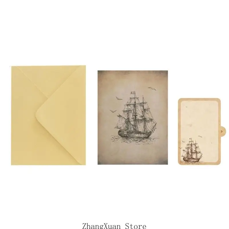 Stilvolle Dankeskarte mit Segelbooten für Hochzeiten, Geburtstage, Partys, Grußkarte mit Umschlag für unvergessliche Anlässe, 3 – Detail 8