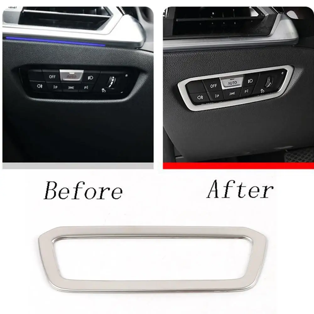 For BMW G20 G28 Car Headlight Inner Switch Buttons Frame Decorative Trim Covers Stainless Steel Interior Trim Auto Accessoriess