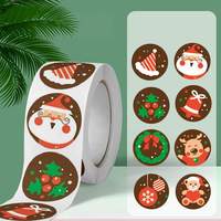 500pcs Merry Christmas Stickers 1 inch Round Christmas Tags Stickers for kids Gift Baking Package Envelope Stationery Decor