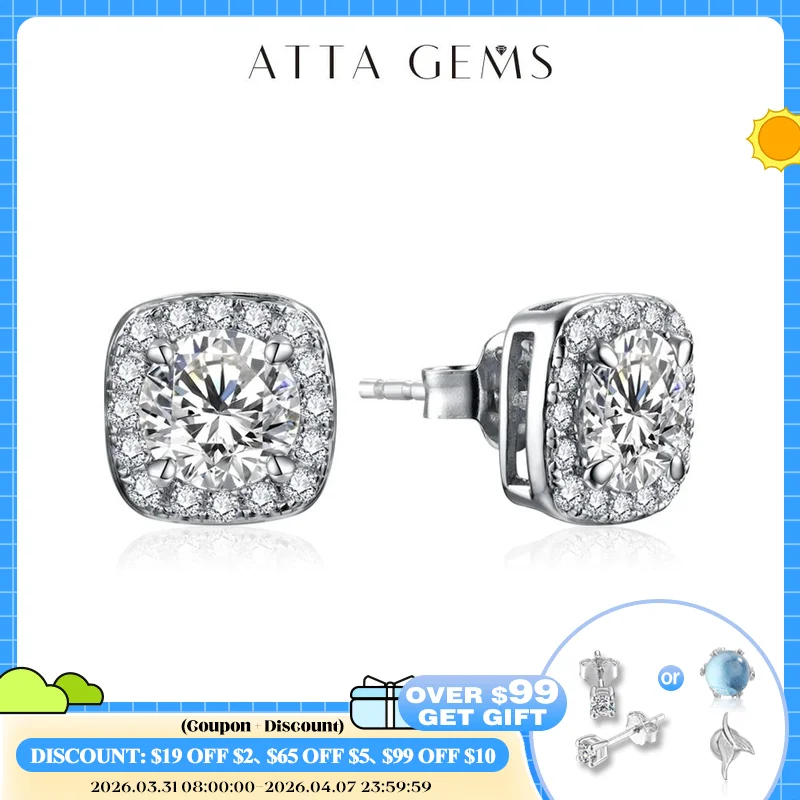 

ATTAGEMS Luxurly 1.0ct Moissanite Earrings Diamond 925 Sterling Silver Gold Plated Moissanite Fine Jewelry Certificate Wholesale