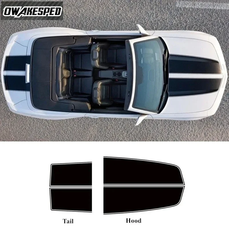 Zestaw naklejek winylowych z paskami wyścigowymi do Chevrolet Camaro RS LS SS LT, naklejki graficzne na maskę, tył i tuning samochodu, akcesoria zewnętrzne.