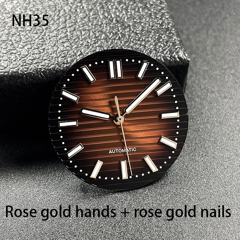 30.5mm Grooved Dial with Green Luminous - Watch Modification Parts Hands & Dial Set Perfectly Compatible with NH35 Automatic Mov