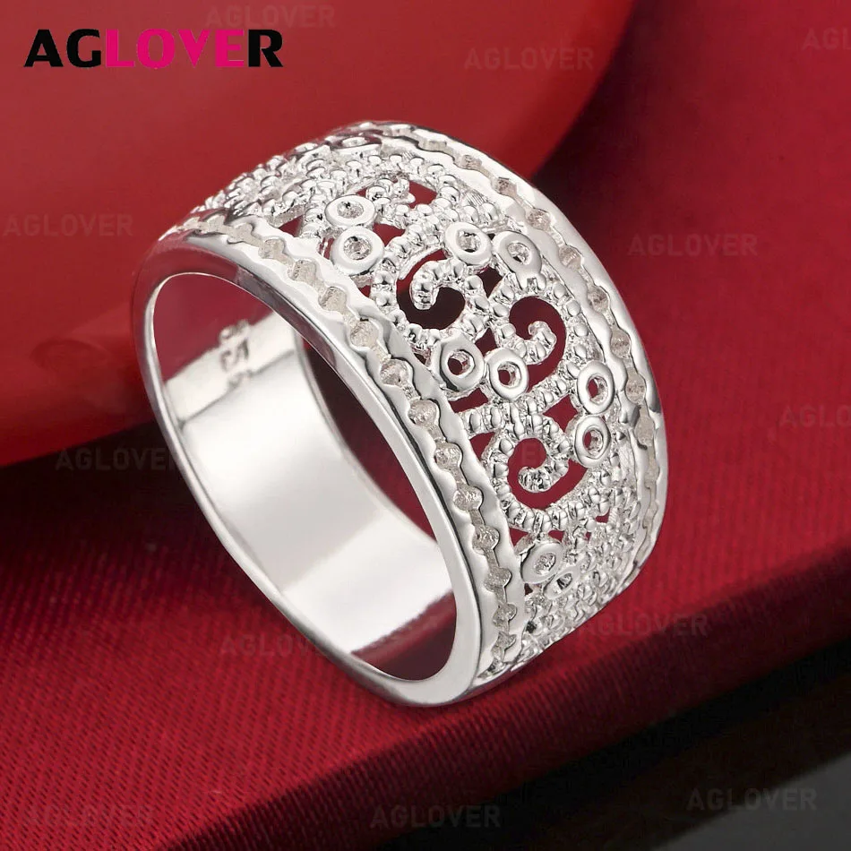 

AGLOVER 925 Sterling Silver Pattern Hollow Ring Women's Exquisite Cute Wedding Engagement Party Jewelry