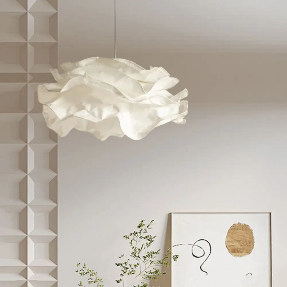 White Paper Lamp Shade Art DIY Modern Design Pendant Light Cover Flower Shape Handcrafted Style Cloud Lamp Shade Bedroom