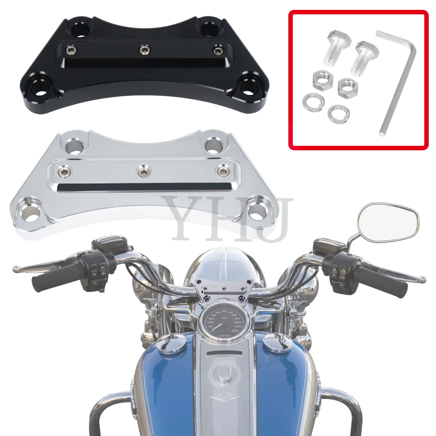 

Black/Chrome 1" Handlebar Riser Top Clamp For Harley Motorcycle Electra Road Street Glide Special Ultra Limited Low FLHTKL 97-19