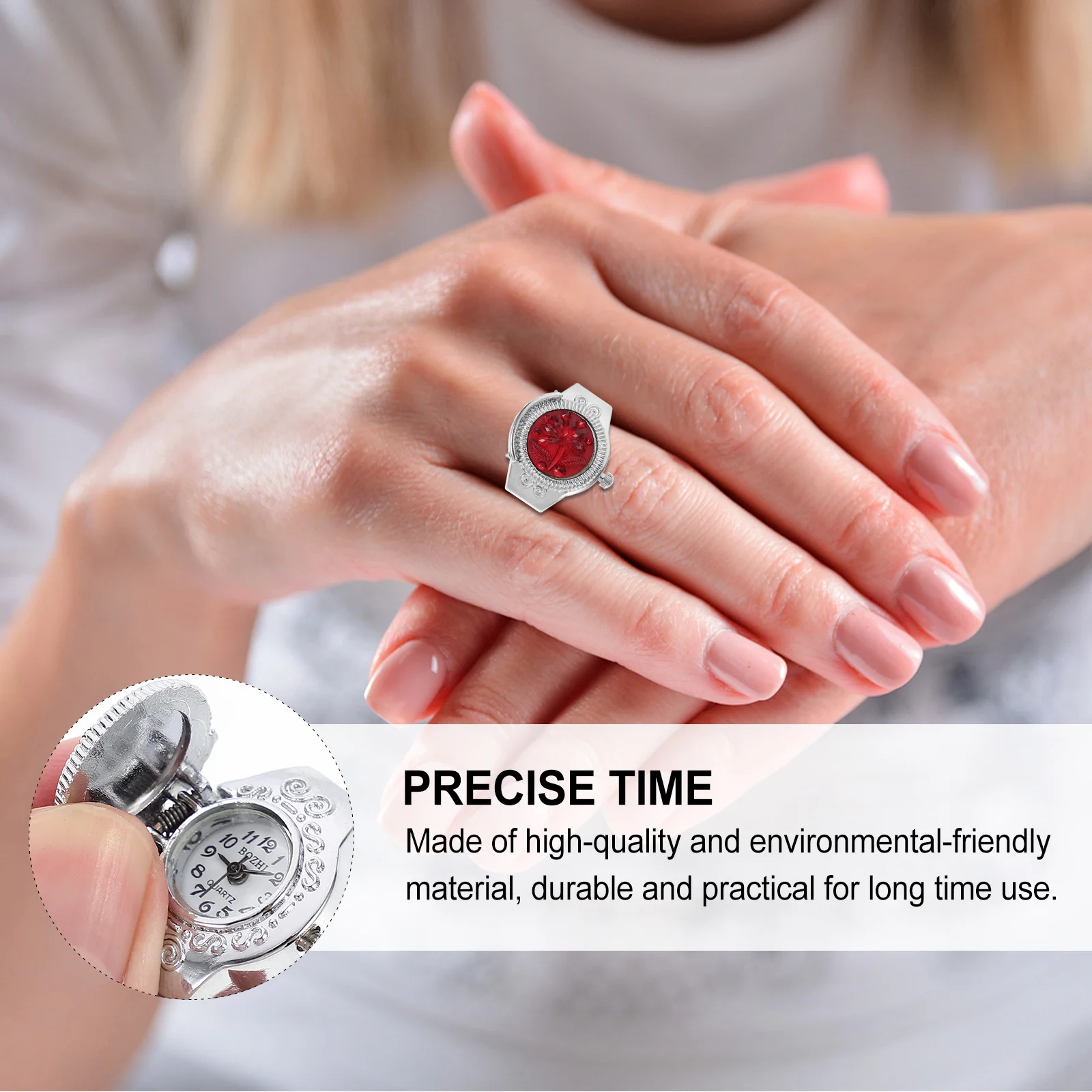 

Finger Quartz Watch Mini Ring Designed For Women Fashion Jewelry Decorative Timepiece Lightweight Zinc Alloy Portable Elegant