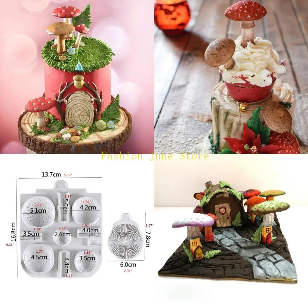 

N5KA DIY Mushroom Cake Decoration Epoxy Resin Mold Baking Ornaments Silicone Mould