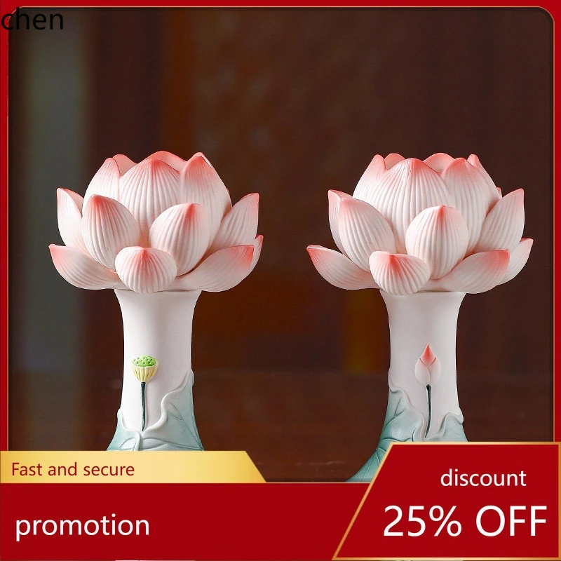 

Cz lotus ceramic lotus ornament for home worship energy-saving buddha hall decoration ornament