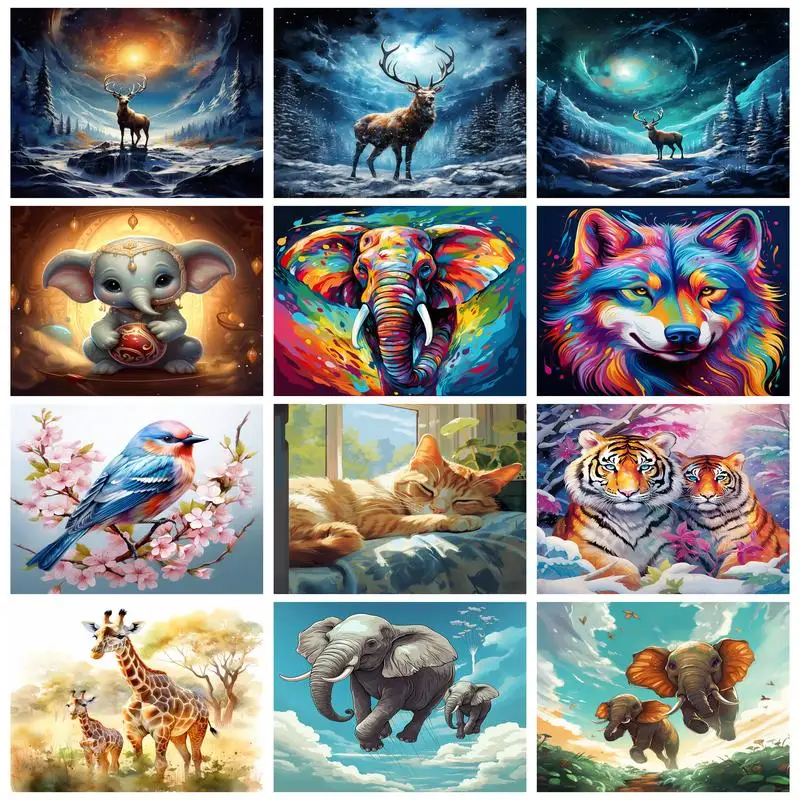 

CHENISTORY Oil Painting By Numbers Acrylic Paints Colorful Animals For Adults Number Painting Diy Crafts Home Decors Gift