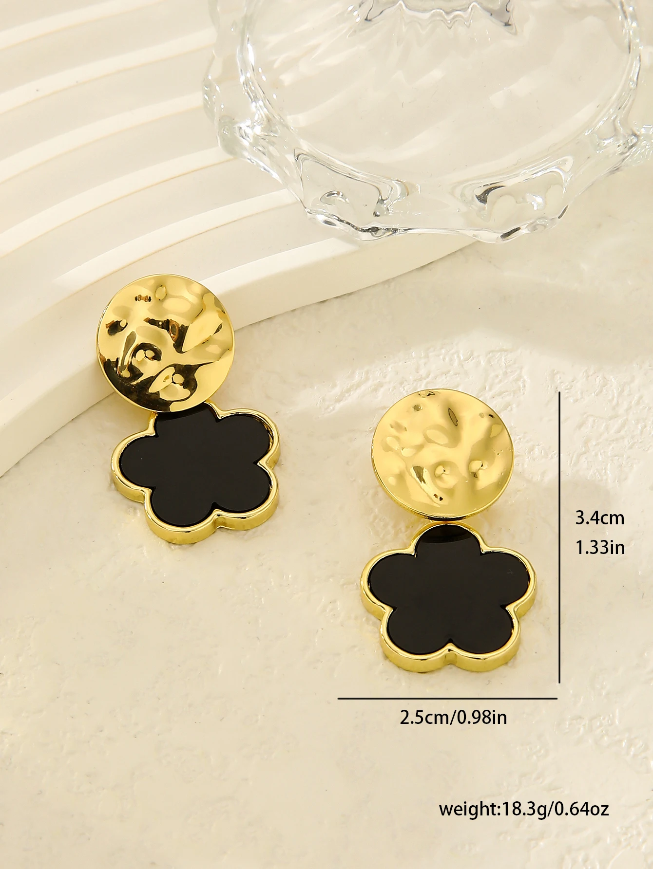 1 Pair Lucky Four Leaf Clover Design Geometric Dangle Earrings