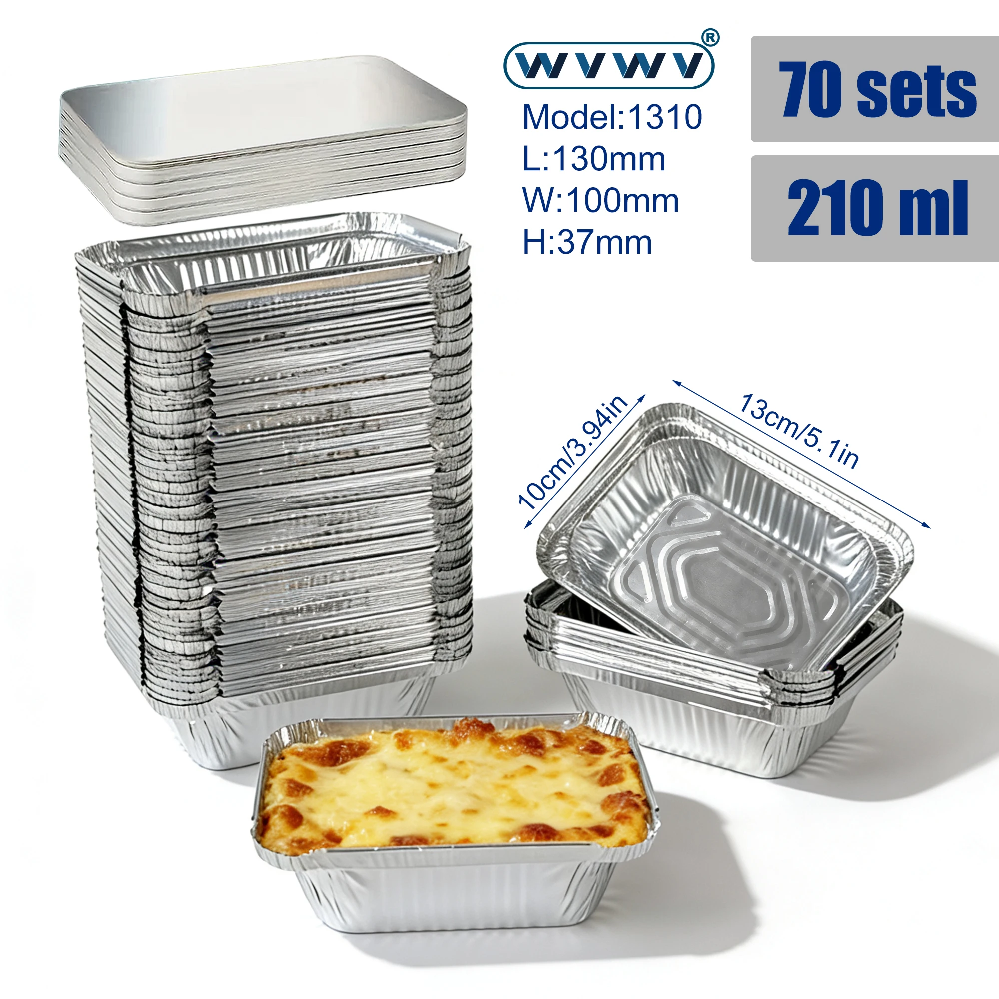 Meal Prep Menu - 70개, 210ml 케이크 모양 알루미늄 호일