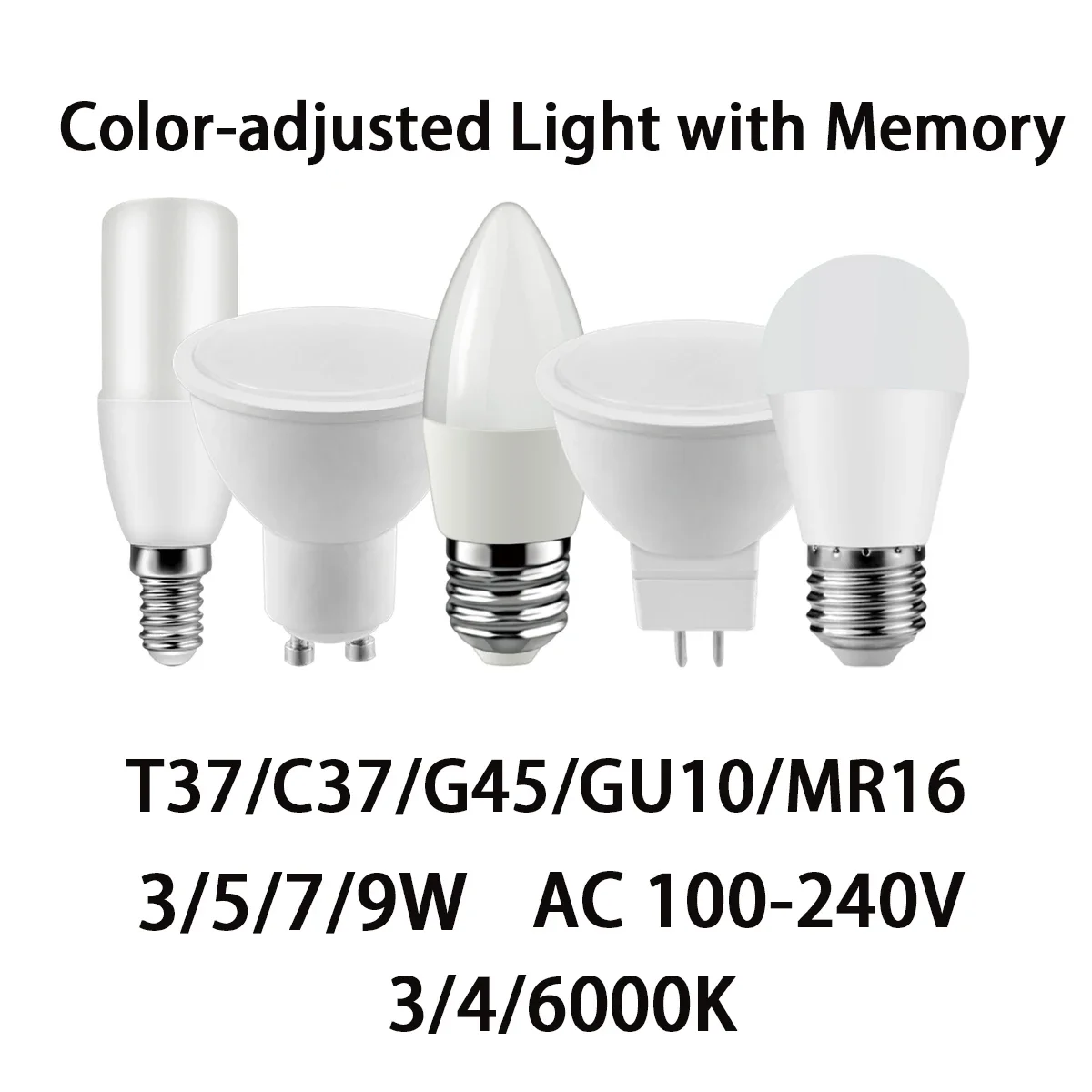 4-20 Stück LED Smart 3-Farben-Dimmen 3000k/4000k/6000k mit Speicher cct ac110v/220v gu10 gu5.3 e27 e14 3w-9w flimmer frei 5,3 lm/w