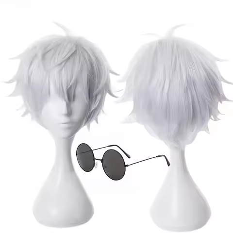 Anime Gojo Satoru Cosplay Wig Anime Jujutsu Kaisen Cosplay Gojo Short Heat Resistant Synthetic Hair Wigs
